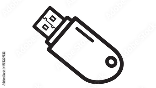 USB flash drive icon with a simple, bold outline for digital storage and data transfer applications.