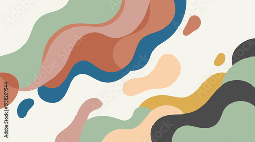 Soft fluid abstract blobs composition, modern minimal aesthetic, scalable vector background