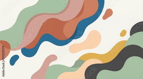 Soft fluid abstract blobs composition, modern minimal aesthetic, scalable vector background