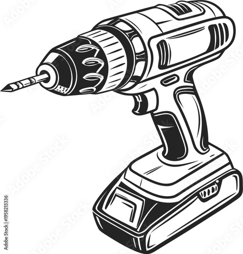 vector illustration of electric drill
