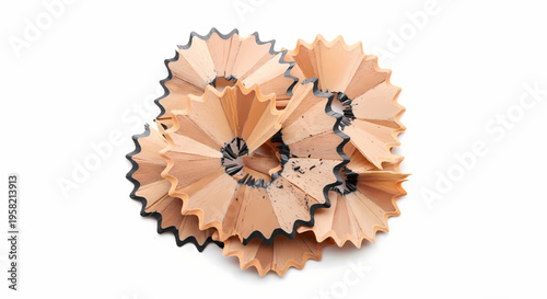 Small Pile of Pencil Shavings with Wood Texture Isolated on White Background