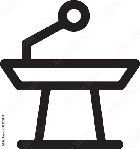 Silhouette Black flat Line vector icon with a picture of speech as tribune no Background