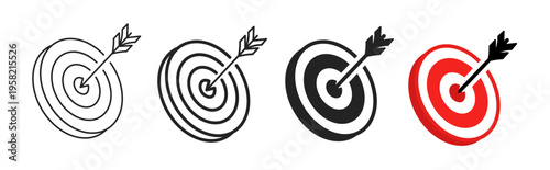 Target Goal Icon with Arrow, Business Success Concept, Achievement Target, Aim Strategy, Bullseye Symbol, Goal Setting Illustration