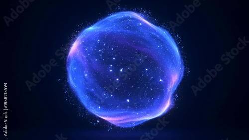 Glowing blue energy orb surrounded by sparkling particles and nebula like wisps futuristic cosmic sphere emitting soft light and serene atmosphere glowing blue energy orb with swirling nebula