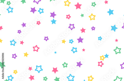 カラフルな星が散らばるポップでかわいい装飾背景