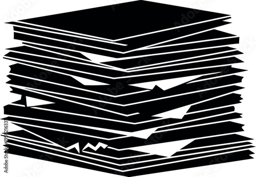 Stack of torn and crumpled paper sheets in a disorganized pile