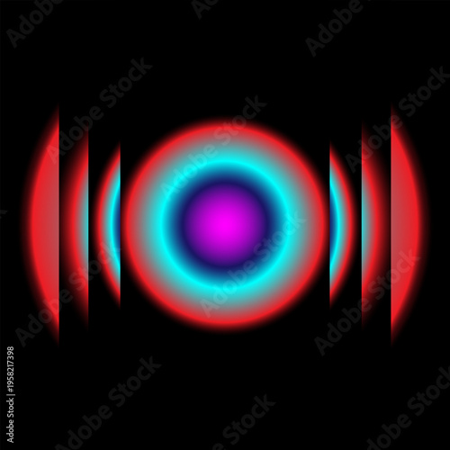 Vibrant abstract background glowing neon concentric circles with dynamic radial accents on black backdrop for modern design, digital art, tech visuals, posters, and creative branding