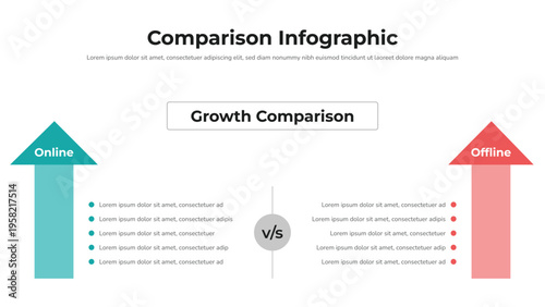 Online vs Offline Comparison Infographic Template Layout Fully Editable.