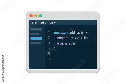 Digital Coding Application Workspace Isolated on a Transparent Background