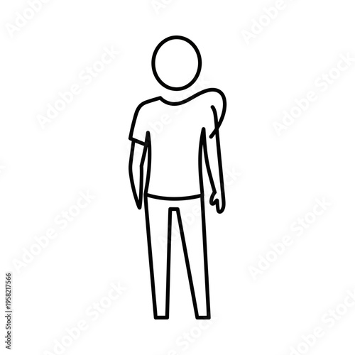 Simple line drawing of a person standing with hands on hips, minimalist and clean design
