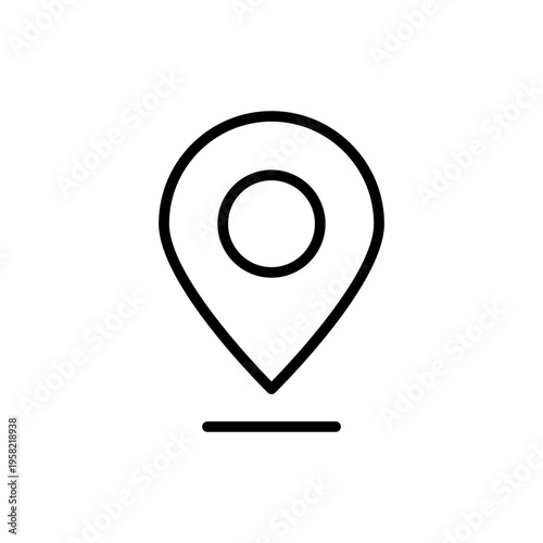 A minimalist linear icon representing a map location marker pin.
