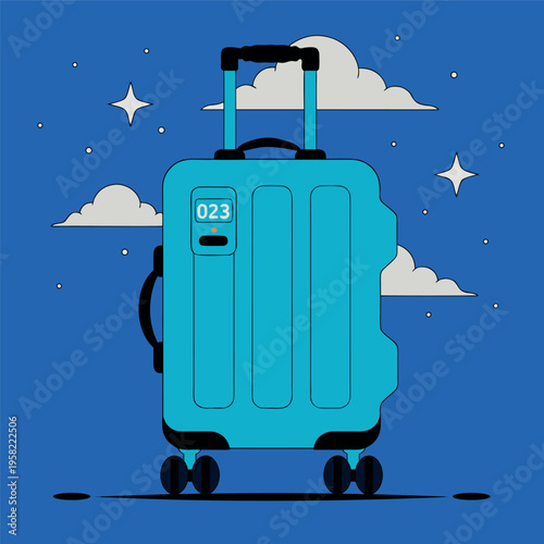 modern travel suitcase with wheels and handle