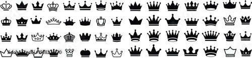 Big set of Crown king hat cap sign symbol. Crown icons set. Crown symbol collection. Vector illustration