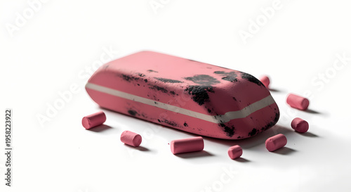 Thin Cracked Rubber Band Slightly Stretched Isolated on White Background