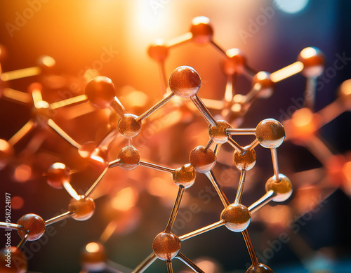 Molecular Model Illustration Representing Chemical and Biological Structures