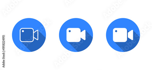 Video camera icon with long shadow. Media recording symbol