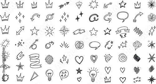 Hand drawn doodle icon, sketch symbol, playful design, whimsical element, decorative shape, creative art, black vector, minimalist style, flat illustration