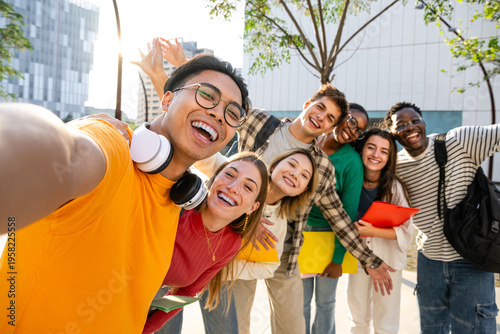 Konstfotografi A Cheerful Group of Close Friends Enjoying a Beautiful and Sunny Day Outdoors To
