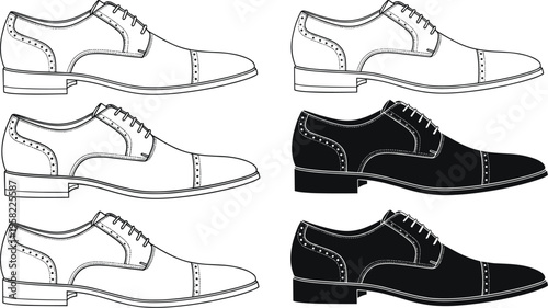 Dress shoe icon collection, oxford footwear vector set, fashion style artwork design, classic leather illustration graphic, flat vector illustration