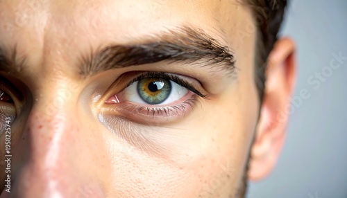 Close-up of a Mans Intense Blue-Green Eye.