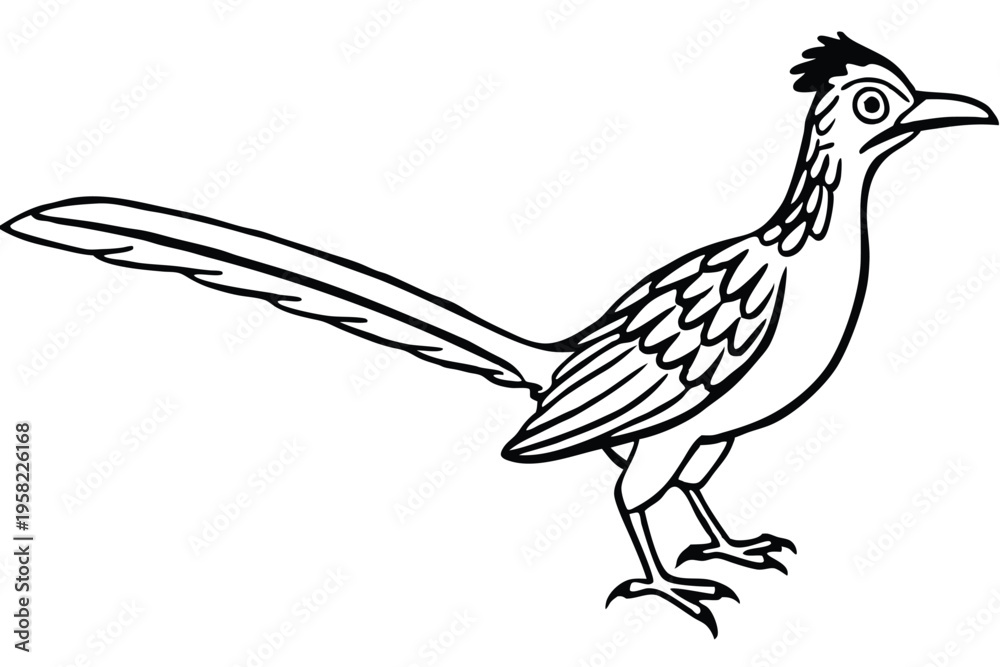Obraz premium roadrunner bird silhouette line art vector illustration with a white background