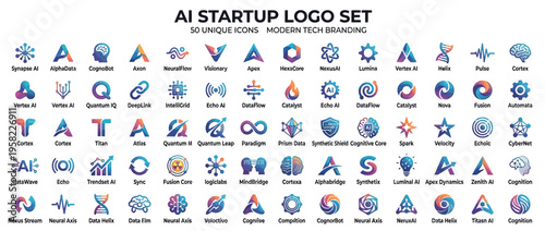 AI startup logo set for tech branding.