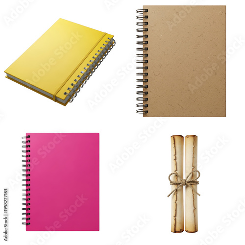 Wallpaper Mural Three colorful notebooks and a pencil holder displayed together, isolated on transparent cutout png. Torontodigital.ca