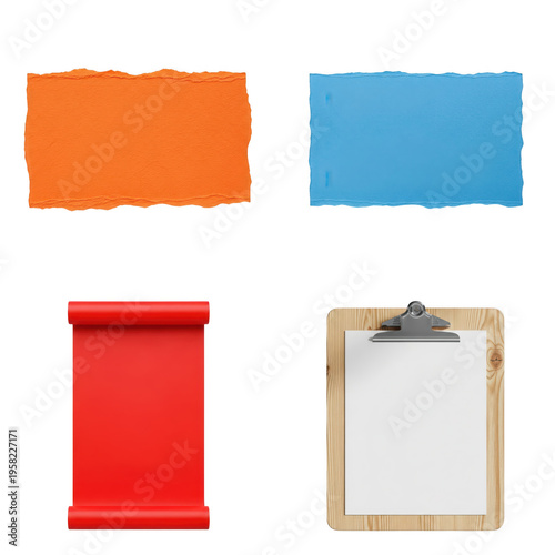 Wallpaper Mural Four colorful stationery items in simple flat design, isolated on transparent cutout png. Torontodigital.ca