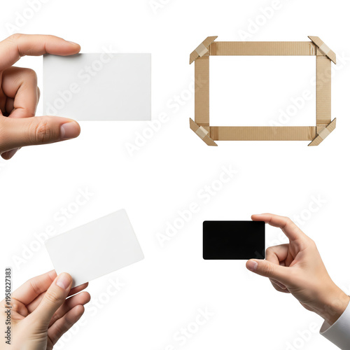 Wallpaper Mural Hands holding framed picture and blank paper, isolated on transparent cutout png. Torontodigital.ca