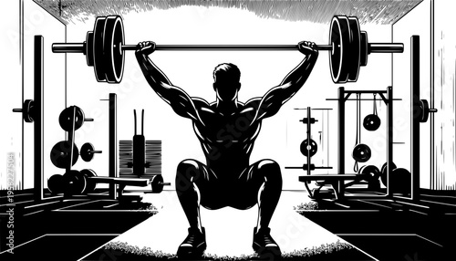 silhouette of a man lifting weights
