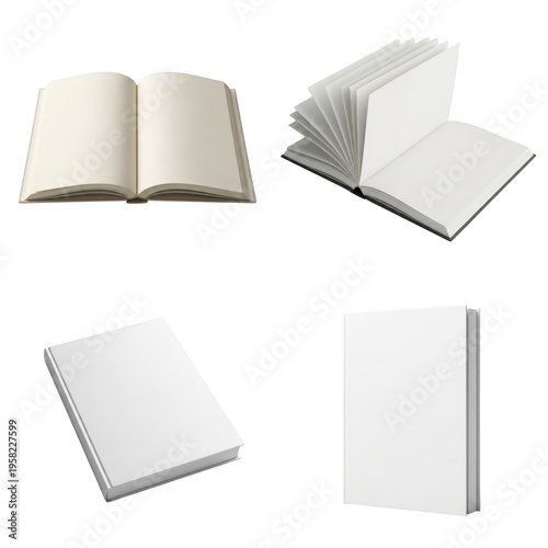 Wallpaper Mural Open and closed notebooks with blank paper on white, isolated on transparent cutout png. Torontodigital.ca