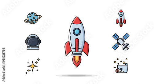 Rocket Ship Blasting into Space.