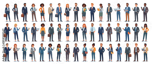 Diverse group of business people standing.