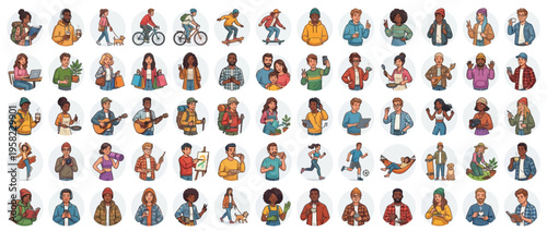 Diverse people engaging in various activities.