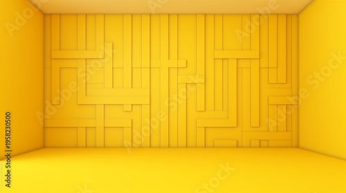 Background with yellow studio room, posing room, 3D studio with geometric shapes and platforms suitable for product display
