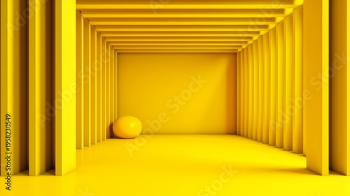 Background with yellow studio room, posing room, 3D studio with geometric shapes and platforms suitable for product display
