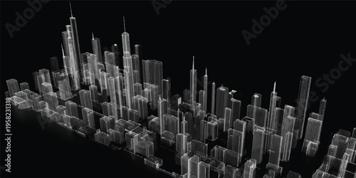 Hong Kong skyline at night featuring a 3d cityscape architecture illustration with a downtown skyscraper silhouette and a stylized Hong Kong map flag animation for urban business design concept