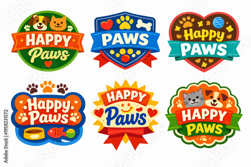 Adopting smiling pets into happy paws, creating cheerful animal care badges for pet shops and businesses