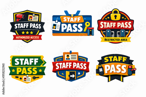 Staff pass badges and authorized access credentials for restricted area security, illustrating identity and access control concepts
