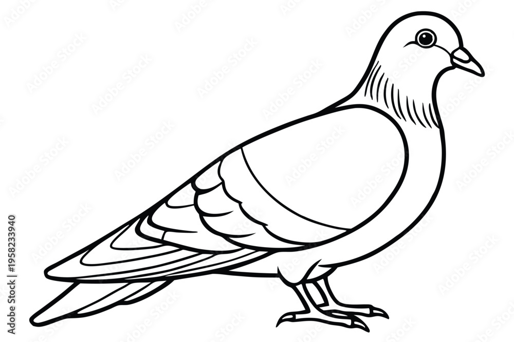 Obraz premium pigeon silhouette line art vector illustration with a white background