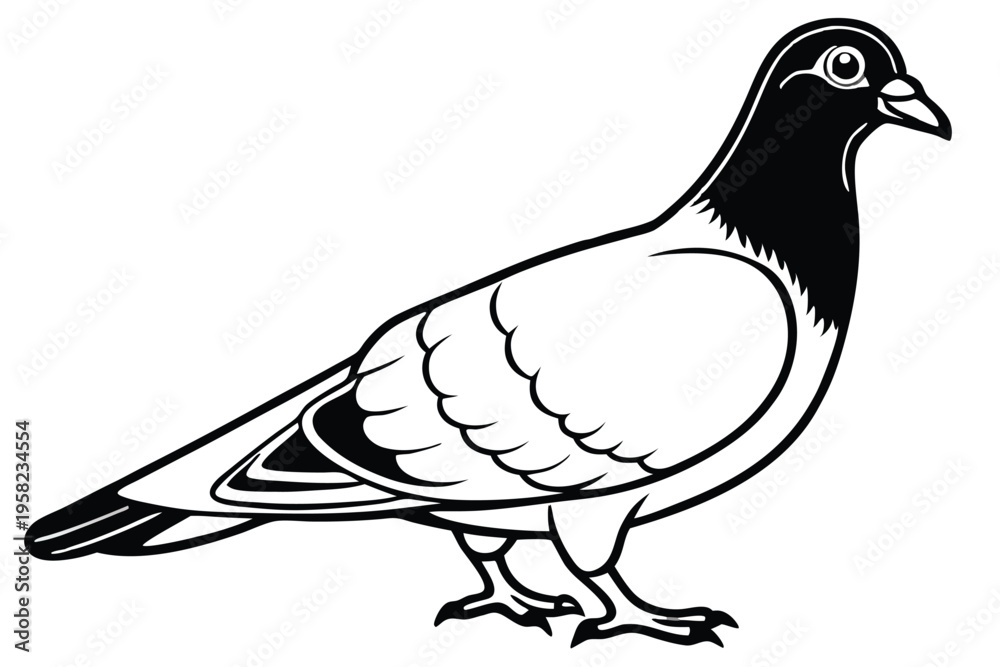 Obraz premium pigeon silhouette line art vector illustration with a white background