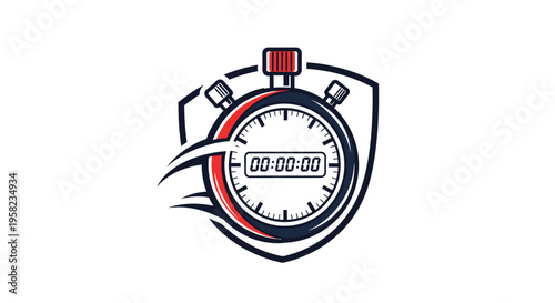 Dynamic Stopwatch Icon with Shield and Speed Lines