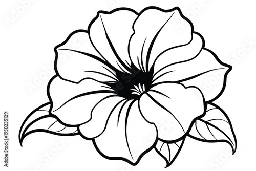 petunia flower silhouette line art vector illustration with a white background