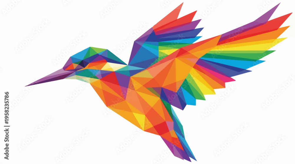Naklejka premium Geometric Prism Kingfisher Bird Vector