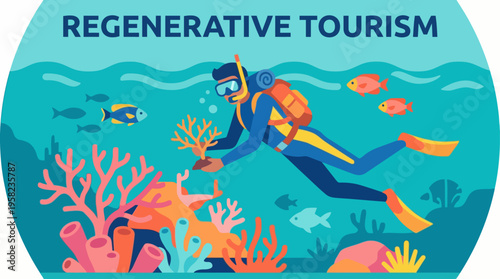 Regenerative Tourism Coral Planting Vector