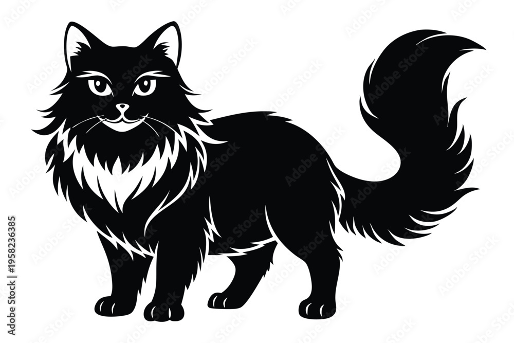 Obraz premium persian cat silhouette line art vector illustration with a white background