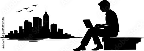 silhouette of business man