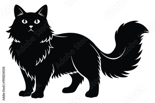 persian cat silhouette line art vector illustration with a white background