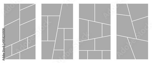 Set of collage grid manga comic storyboard layout panel blank template. Empty page frame for comic book, photo collage, poster, flyer. Vector illustration