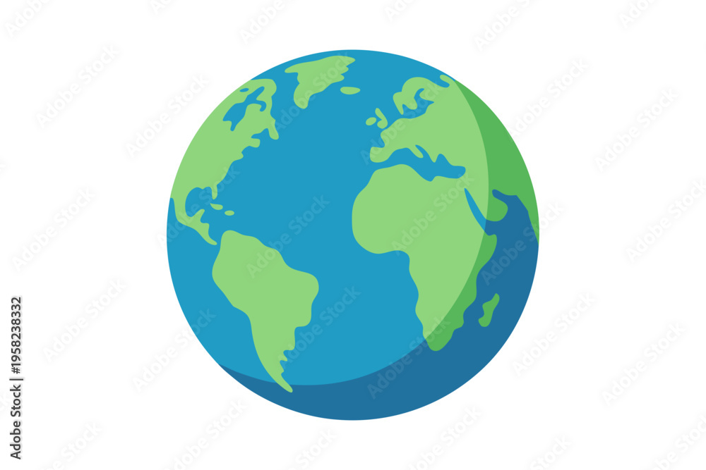 Fototapeta premium A colorful vector illustration of the Earth with blue oceans and green continents